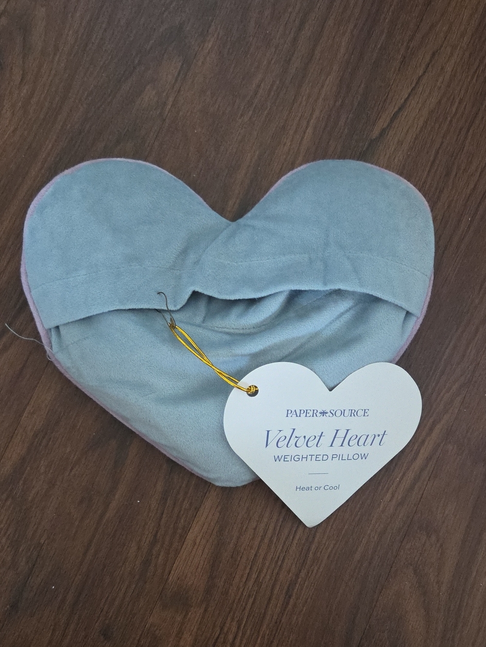Paper Source Velvet Heart Pillow in Light Blue with Pale Pink Trim NWT
